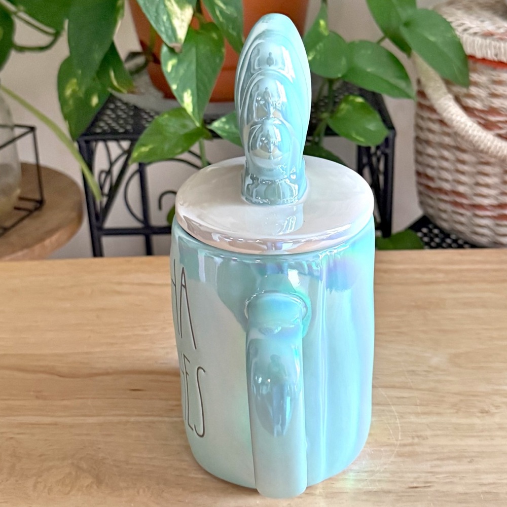 Rae Dunn ALOHA BEACHES Iridescent Mug w/ Shell Lid Coastal Beach House Decor - Picture 5 of 12